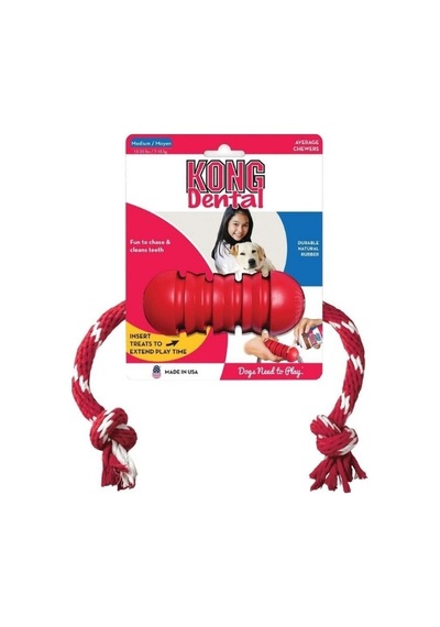 Kong Dental Diş Temizliği İçin İp Sallantılı Köpek Çiğneme Oyuncağı Small Kırmızı