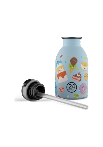 Kids Bottle Sweet Friends Pipetli Paslanmaz Çelik Çocuk Su Matarası 250 Ml Mavi