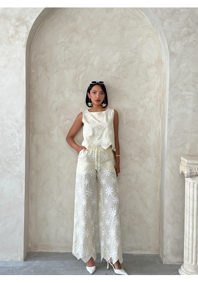 Verymoda Nakışlı Kolsuz Bluz D2872 Sari