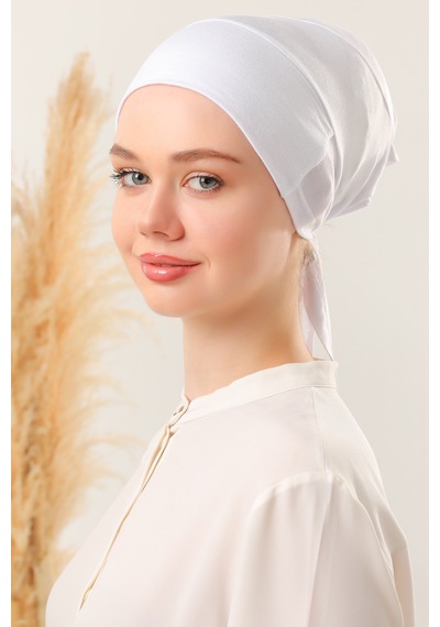 Melodi Scarf Tesettür Silikonlu Kaymaz Bone - Likralı Bağlamalı Bone - Sıkmayan Rahat Nefes Alan Kumaş Beyaz Melodi Scarf Tesettür Silikonlu Kaymaz Bone - Likralı Bağlamalı Bone - Sıkmayan Rahat Nefes Alan Kumaş Beyaz