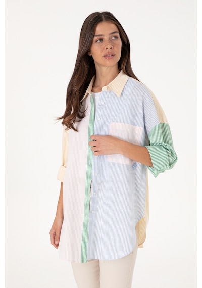 U.S. Polo Assn. Kadın Açık Pembe Çizgili Uzun Kollu Tunik Gömlek 50305371-VR078 U.S. Polo Assn. Kadın Açık Pembe Çizgili Uzun Kollu Tunik Gömlek 50305371-VR078