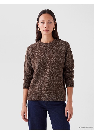 LC Waikiki Lc Waıkıkı Kahverengi Desenli Oversize Kadın Triko Kazak