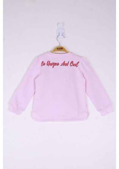 Toontoy Kız Çocuk Be Baskılı Sweatshirt Açık Pembe