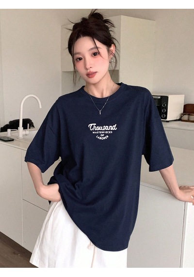 Unisex Thousand Baskılı Tasarım Tshirt Lacivert