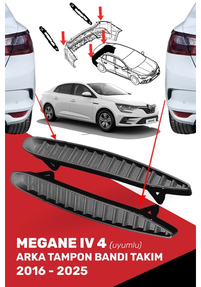 Megane 4 Iv Uyumlu Arka Tampon Bandı Takım 850768508r-850760115r