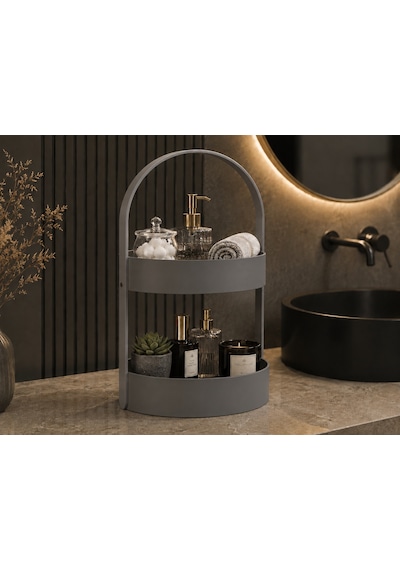 3d Baskı İki Katlı Banyo Düzenleyici - Taşınabilir Organizer Ve Saklama Standı-gri Çok Renkli