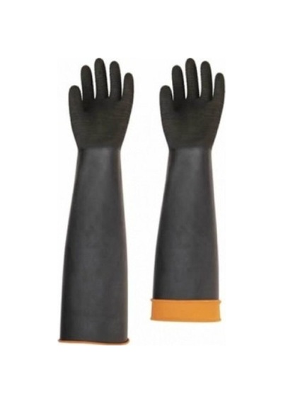 Eçh Kauçuk Asit Eldiveni Tırtıklı 60 Cm Gri