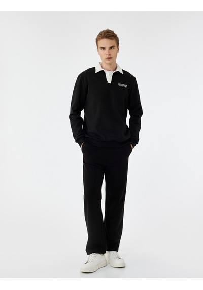 Koton Uzun Kollu Pamuklu Düğmeli Nakışlı Renk Kontrastlı Polo Yaka Sweatshirt Siyah 6wam70056mk Siyah Koton Uzun Kollu Pamuklu Düğmeli Nakışlı Renk Kontrastlı Polo Yaka Sweatshirt Siyah 6wam70056mk Siyah