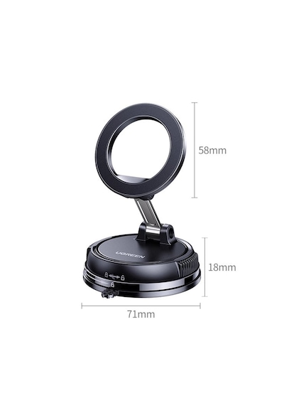 Ultra Güçlü Vakumlu Ve Mıknatıslı 360+360 Hareketli Metal Magsafe Telefon Tutucu Siyah