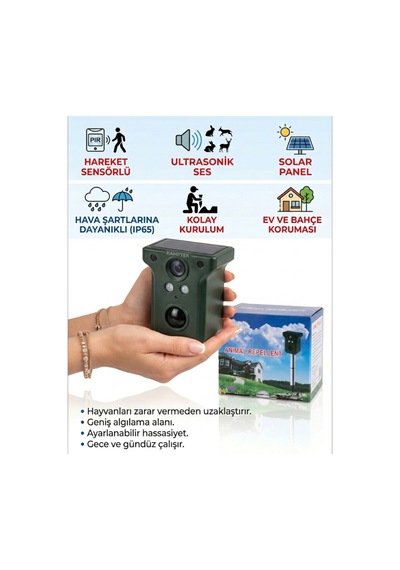 Güneş Enerjili Ultrasonik Hayvan Kovucu - Ip65 Su Geçirmez, Hareket Sensörlü Kedi Köpek Kovucu Bahçe Koruma Cihazı