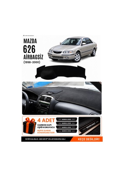 Mazda 626 Airbagsiz 1998-2000 Uyumlu Torpido Örtüsü, Torpido Kılıfı - Siyah