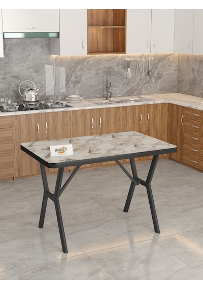 Azra 70x110cm Efes Mutfak Masası, Mutfak Masası Takımı, Yemek Masası, 4 Siyah Sandalye Siyah