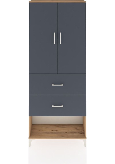 Arges Dolap 2 Raflı 2 Çekmeceli 2 Kapaklı 88x30x221 Çam-antrasit Atlas Çam