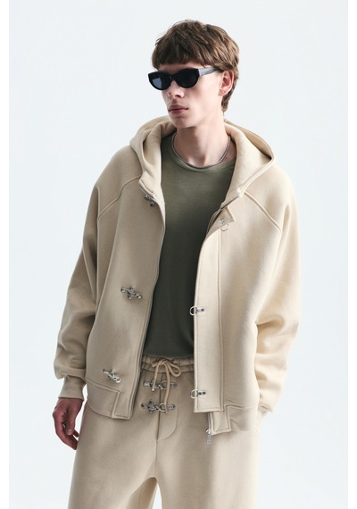 Vamos Oversize Klips Kapama Sweatshirt Takım Bej Vamos Oversize Klips Kapama Sweatshirt Takım Bej