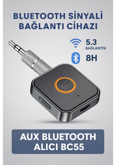 Myblack Kablosuz Bluetooth 5.3 Jack Aux Araç Ses Aktarım Kiti Adaptörü Bluetooth Dönüştürücü