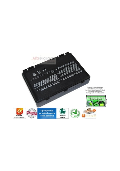 Alfabilgisayar Asus Uyumlu K50Ie. K50Ij. K50Il. K50In. K50Ip Batarya Yüksek Performansl