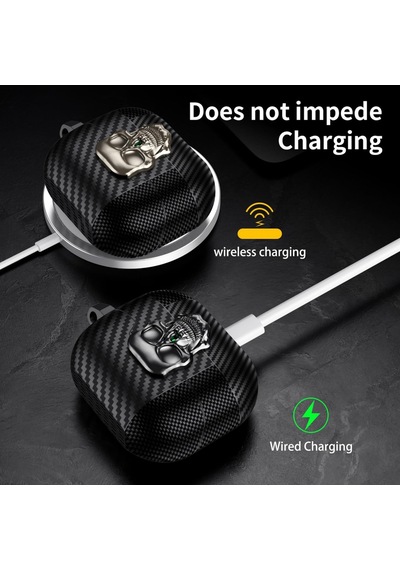 Samsung Galaxy Buds 3 Fe/buds 3 Pro/buds 3 Kılıf Kapak Kafatası Kilitli Ve Anahtarlıklı Erkekler İçin, Komik Karbon Fiber Darbeye Dayanıklı Sert Kabuk İskelet Kapak Galaxy Buds 3 Pro İçin