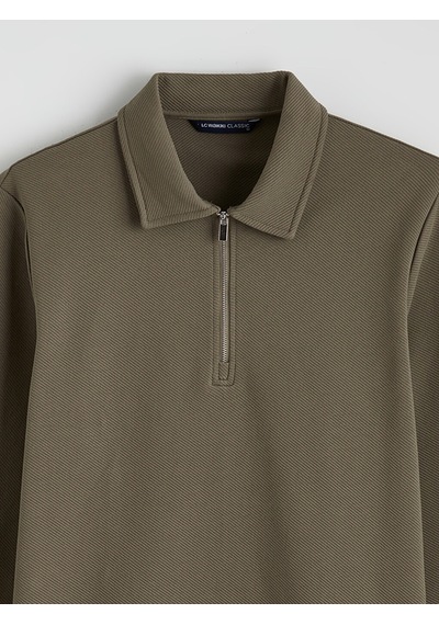 Lcwaıkıkı Classic Yeşil Polo Yaka Erkek Sweatshirt