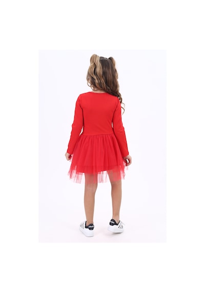 Toontoy Kids Toontoy Kız Çocuk Baskılı Elbise Kırmızı