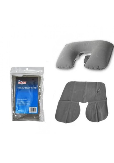 Boyun Yastığı Seyahat İçin Şişirilebilir 42x27cm Tekli Gri