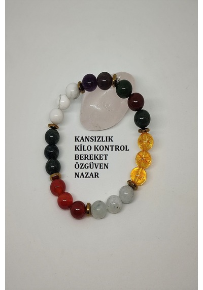 Badeaccessories 8 Mm Kansızlık,bereket, Özgüven, Para Doğal Taş Bileklik Çok Renkli