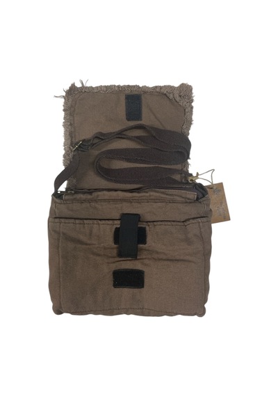 Old Cotton Cargo Vintage Küçük Salaş Unisex Günlük Çapraz Postacı Çantası S Boy 26x20cm Kahverengi