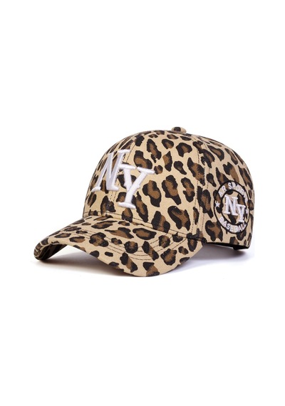 Valkyrie Açık Leopar Desenli Ny Nakışlı Unisex Şapka Ayarlanabilir %100 Pamuk Spor Günlük Şapka Kahverengi