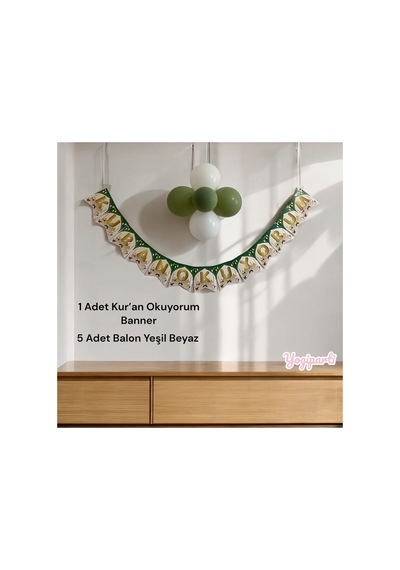 Kur'an Okuyorum 2'li Banner Balon Set Kuran Okuyorum Kuran Öğreniyorum Set Renkli Tüm Yaşlar
