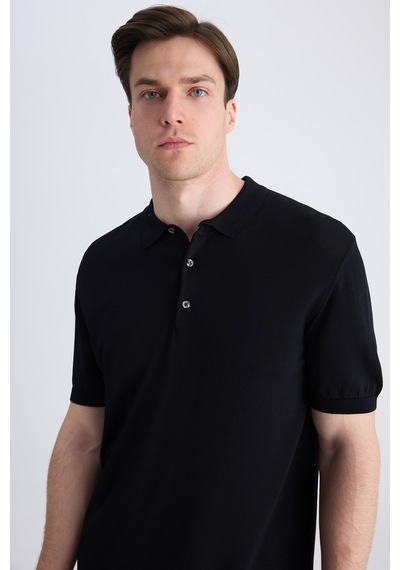 D's Damat Ds Damat Slim Fit Siyah Düz Örgü Yazlık Rayon Triko T-shirt 4hf069421001m 001