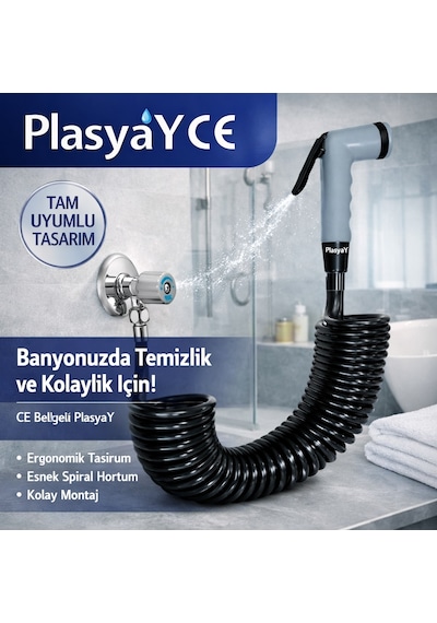 Plasyay Spiral Şattaf Bide Başlıklı Taharet Matik 1.5 Metre