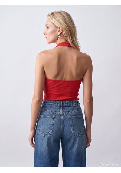 Dilvin 21052 Halter Yaka Top Kırmızı