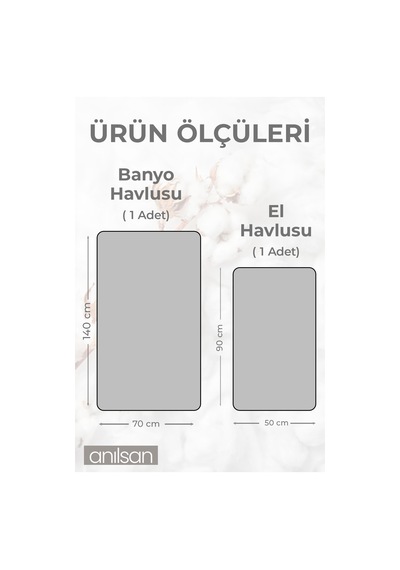 2'li Gri Havlu Seti %100 Pamuk - 1 Adet El Havlusu 50x90 Ve 1 Adet Banyo Havlusu 70x140 Gri