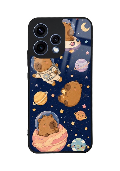 Oppo Reno 15 Cosmic Capybara Tasarımlı Glossy Telefon Kılıfı Mavi
