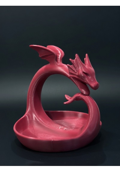 Ejderha Figürlü Tepsi - 3d Baskı Fantastik Dragon Organizer & Dekoratif Obje Bordo