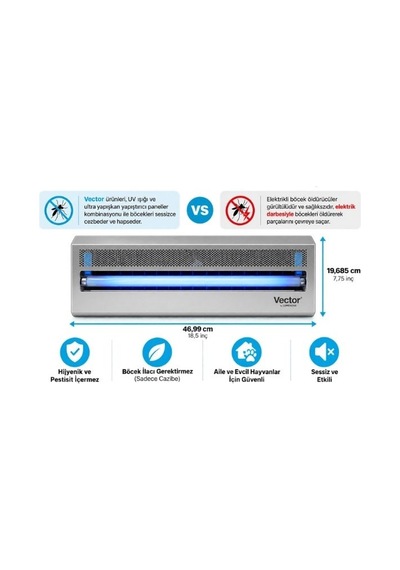 Catchmaster Vector 15 Uv Işıklı Sinek Kapanı Profesyonel Haşere Kontrol Cihazı, Sessiz Ve Etkili, Alüminyum Gövde