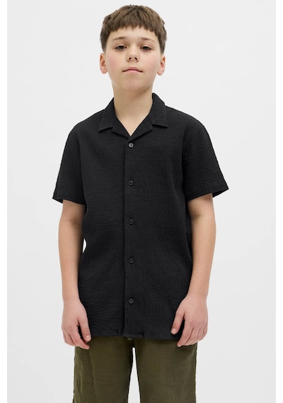 Jack & Jones Jorluke Crınkle Ss Jnr Siyah Erkek Çocuk Gömlek 000000000102257533 Siyah