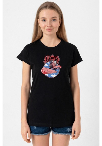 Dragon Ball Z Anime Tao Pai Pai Express Siyah Kadın Tshirt SIYAH