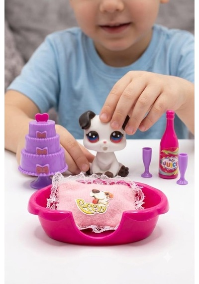 Petclub Sevimli Minişin Yatak Odası Oyun Seti Sevimli Köpek Ve Eğlenceli Aksesuarlı Oyuncak
