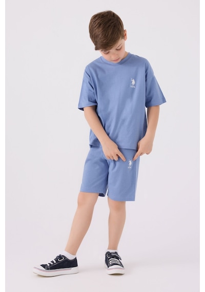 U.S. Polo Assn. Erkek Çocuk Kirli Mavi Bermuda Takımı 5274-43675 İndigo