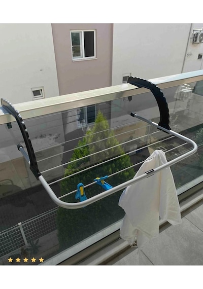 Perilla Doğrular Petek Üstü Çamaşır Kurutmalık - Balkon Kurutmalık Askısı Siyah