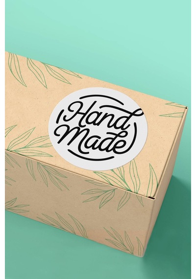 Siyah Beyaz Hand Made Ürün Paketleme Sticker Etiket 3x3cm St2117 Çok Renkli