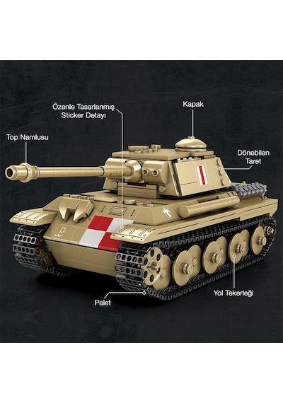 Reobrix 77034 World Of Tanks Pudel Panter Tankı Yaratıcı Yapı Blok Seti Building Blocks - 969 Parça