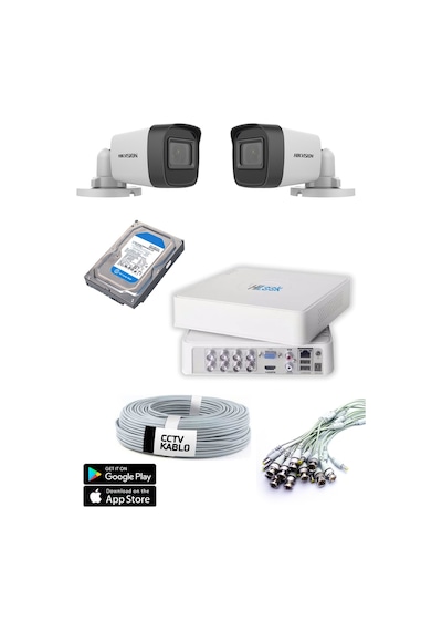Hikvision Haıkon 2 Kameralı Güvenlik Kamera Hazır Set