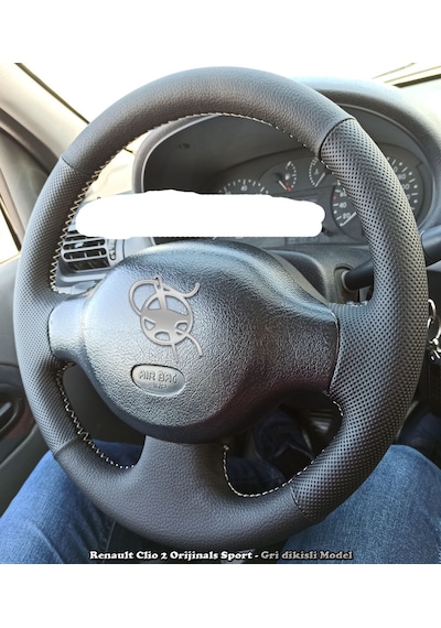 Renault Clio 2- dacia logan spor desen direksiyon kılıfı siyah  dikis