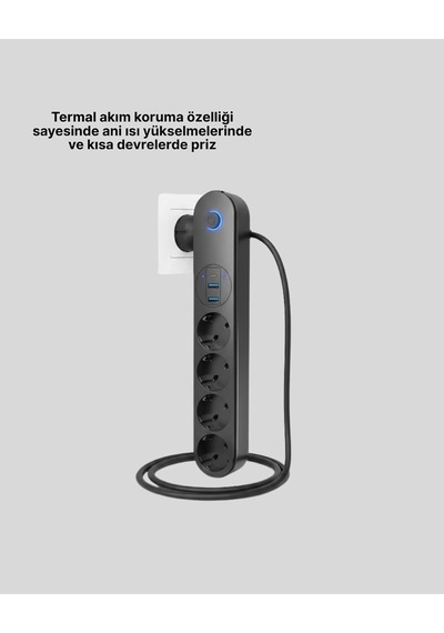 Akıllı Akım Dengelemeli 4'lü Çoklu Priz Type-c Ve Usb Çıkışlı 0