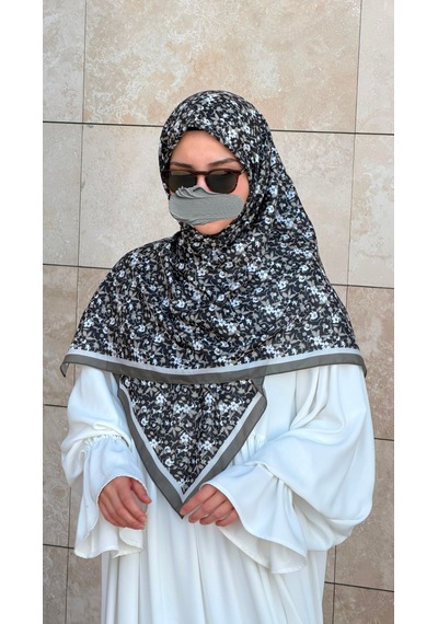 Qalortex Scarf Meyra Desen B.boy Eşarp - Siyah