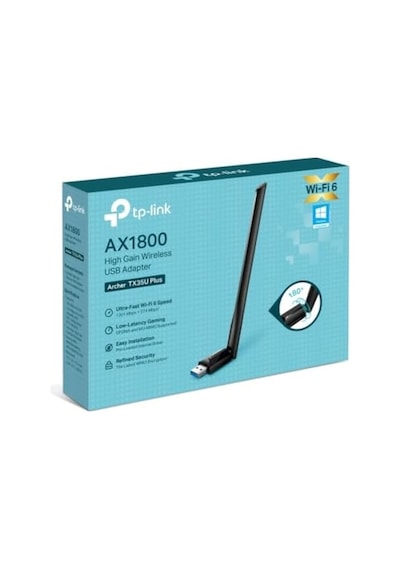 Tx35u Plus Ax1800 Wi-fi 6 Kablosuz Usb Adaptör 1800 Mbps Hız Çift Bant Yüksek Çekim Güçlü Anten Usb 3.0 Wpa3 Beamforming & Mu-mımo Masaüstü Ve Laptop Pc Alıcı