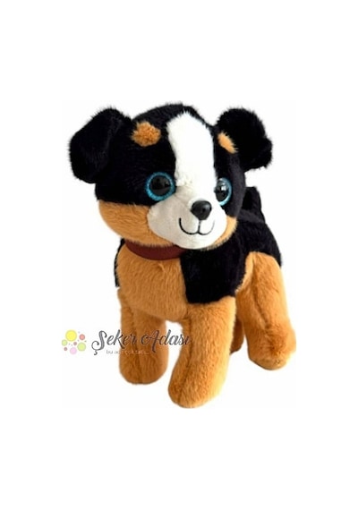 Sevimli Ayakta Duran Havlayan Peluş Köpek 20 Cm Sesli Siyah Köpek Siyah