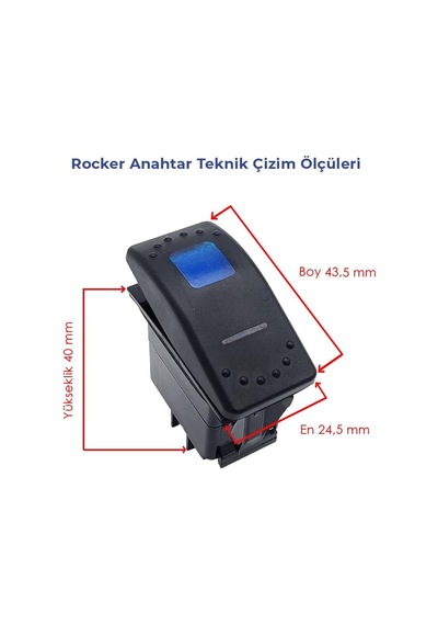 Allestock Su Geçirmez Led Işıklı On Off Anahtar - 5 Pin 1