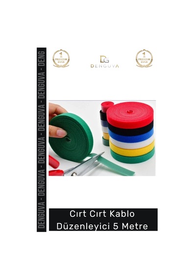 Cırtlı Bant Organizatör Sağlam Dayanıklı Siyah Pratik Cırt Cırt Kablo Düzenleyici 5 Metre